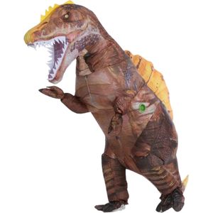 Nivard Dino Pak - Kostuum - Opblaasbaar - Dinosaurus - Opblaas - Halloween - Carnavalskleding - Heren - Dames - Volwassenen - Spino - Bruin