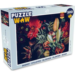 Puzzel Boeket - Stilleven - Bloemen - Planten - Rood - Legpuzzel - Puzzel 500 stukjes