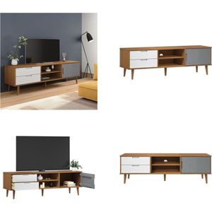 vidaXL Tv-meubel MOLDE 158x40x49 cm massief grenenhout bruin - Tv-kast - Tv-kasten - Tv-meubel - Hifi-meubel