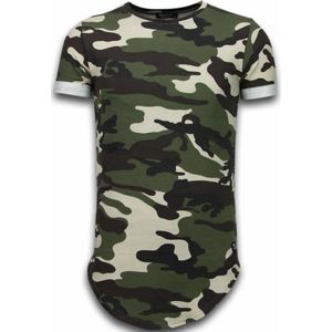 Known Camouflage T-shirt - Long Fit Shirt Army - Groen