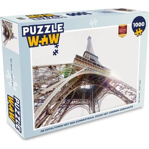 Puzzel De Eiffeltoren met een zonnestraal door het ijzeren geraamte - Legpuzzel - Puzzel 1000 stukjes volwassenen