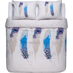 Ambianzz Bedding - Peacock Feathers Flanel - Dekbedovertrek - Flanel - Lits-jumeaux - 240x200/220 cm - Blauw