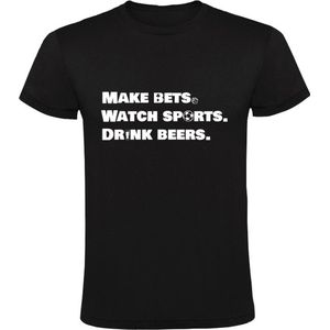 Make Bets. Watch Sports. Drink Beers. Heren T-shirt | voorspeller | gokken | casino | sport | voetbal | bier | kroeg | cafe