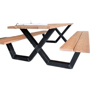 Rockwood® Picknicktafel Cross Over 2.20m Exclusief 8 afgeronde hoeken