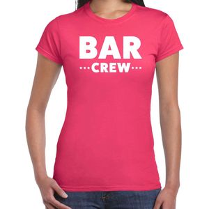Bellatio Decorations Bar Crew t-shirt voor dames - personeel/staff shirt - roze XL