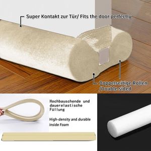 Deurtochtstopper voor de bodem van deuren dubbelzijdig tochtstopper kussen voor voordeurafdichting isolatie (Beige, 85-100CM)