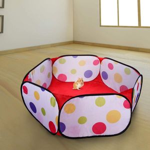 Draagbare kleine dieren box ademende transparante huisdier kooi tent pop-up kinderen ballenbad bal tent outdoor indoor oefening hek werf hek (veelkleurig)