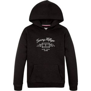 Tommy Hilfiger Kids TH Flag Fleece Hoodie - Boys - Zwart - 12 jaar