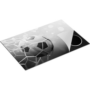 Chefcare Inductie Beschermer Voetbal Bal Door het Goal Heen - Zwart Wit - 80x50 cm - Afdekplaat Inductie - Kookplaat Beschermer - Inductie Mat