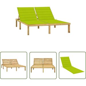 The Living Store Ligbed tweepersoons met kussens geïmpregneerd grenenhout - Ligbed - Lounge Bed - Tuinset - Buitendecoratie - Tuinbank