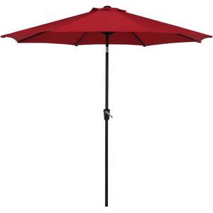 Parasol, diameter 270 cm, parasol balkon met kantel- en zwengeldrukknop, 8 baleinen, tuinparasol, terrasparasol voor gazon, terras, achtertuin, zwembad, UV-bescherming 50+ (helderrood)