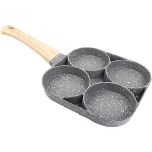 Koekenpan met 4 gaten - anti-aanbak - eierpannenkoekenpan met houten handvat - inductiekookplaat gasfornuis elektrische keramische oven - content in html .