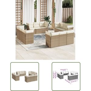 The Living Store Loungeset Tuinmeubelen - 62x62x69 cm - Modulair - PE-rattan - CrÃ¨mewit Kussen