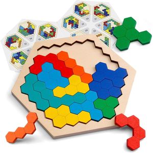 Hexagon kinderpuzzel | kleurrijk | puzzel|kinderspeelgoed | 14 stukjes |Geometrisch |educatief speelgoed | uitdagend | spel | vanaf 3 jaar oud