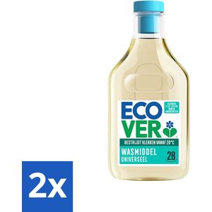 Ecover - Vloeibaar Wasmiddel - Universeel - Kamperfoelie & Jasmijn - 1 L - 28 Wasbeurten - Voordeelverpakking - 2 stuks