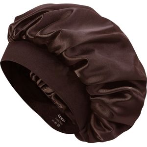 YUBBI™ 1 Stuk Satijnen Bonnet Slaapmuts - Elastische Hoofdband - Nachtmuts - Haarverzorging - Bruin