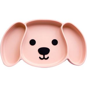 LITTLE-BUNNY silicone baby bordje met zuignap - hond roze - babybord - kinderbord - kinderservies