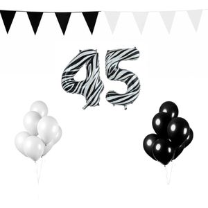 45 jaar Verjaardag Versiering Pakket Zebra