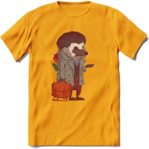 Casual egel T-Shirt Grappig | Dieren herfst Kleding Kado Heren / Dames | Animal Skateboard Cadeau shirt - Geel - XL