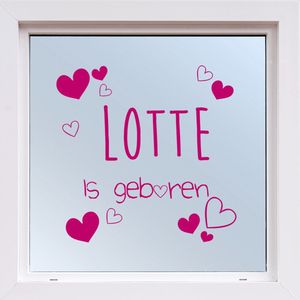 Raamsticker Geboorte Met Hartjes - Roze - 40 x 40 cm - raam en deur stickers - geboorte stickers