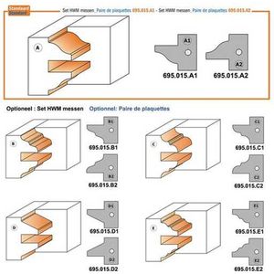 CMT - Dubbel profiel en -conterprofielfrees met verstelbaar groeffrees in WPL-messen - Spilfrezen