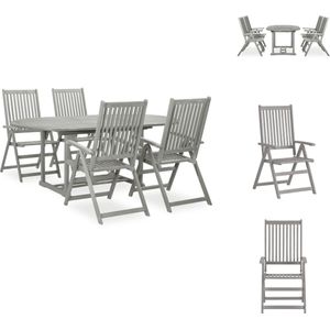 vidaXL Tuinset - Acaciahout - Greywash - Verstelbare stoelen - Uitschuifbare tafel - Tuinset