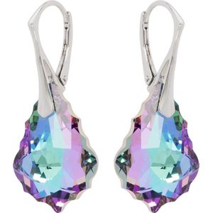DBD - Zilveren Oorbellen - Barok - Swarovski Kristal Elements - Vitrail Paars Blauw - 22MM - Anti Allergisch