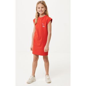 Jersey Jurk With Short Sleeve Meisjes - Rood - Maat 110-116