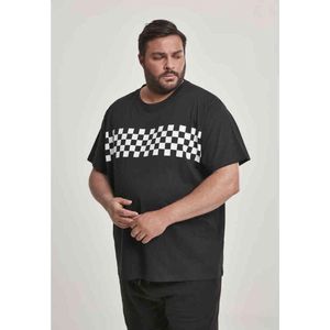 Urban Classics - Check Panel Heren T-shirt - 4XL - Zwart/Wit