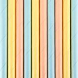 Partydeco Drinkrietjes - papier - 20x - multi kleuren pastel - 19,5 cm - rietjes