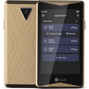 Ellipal Titan - Hardware Wallet - Air Gapped - Anti Temper - Wallet voor Bitcoin, Ethereum en vele andere crypto - Gold