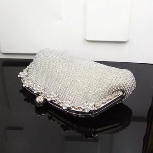 Clutch - avondtas - parels - aluminium