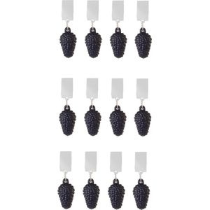 Esschert Design Tafelkleedgewichten bramen - 12x - zwart - kunststof - voor tafelkleden en tafelzeilen