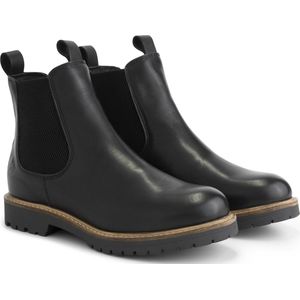 Travelin' Randers Dames - Leren Chelseaboots - Enkellaarzen vrouwen - Zwart leer - Maat 38