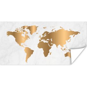 Muurdecoratie - Wereldkaart - Goud - Marmer - 80x40 cm - Poster