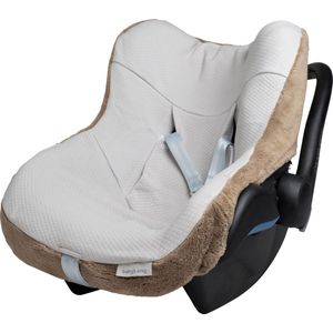 Baby's Only Baby autostoelhoes 0+ Cozy - Geschikt voor Maxi Cosi - Clay - Hoes voor de autostoel met teddystof - Geschikt voor 3- & 5-puntsgordel