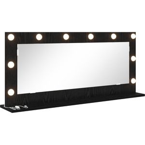 vidaXL - Vanity - Spiegel - met - LED - Verlichting - Zwart - Eiken - 100x45x18 - cm