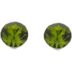 Behave Kleine oorbellen steentje 3,5mm swarovski elements groen
