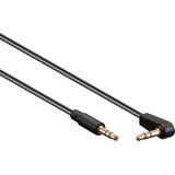 3,5mm Jack stereo audio slim kabel - haaks / zwart - 1 meter