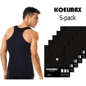 Heren halterhemd - Tanktop - Zwart - 5 Pack - Maat XXXL