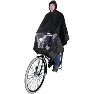 Poncho Regenponcho - Fietsponcho Fiets - One Size - Unisex Zwart - Sport-Plein