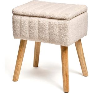 Gido 2-in-1 poef met opbergruimte - Woonkamer slaapkamer wit - 41 x 31 x 50 cm