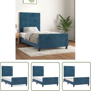 The Living Store Bedframe zonder matras 90x190 cm fluweel donkerblauw - Donkerblauw Bed Frame - Fluweel Bed Frame - Tweepersoons Bed Frame - Boxspring Bed Frame - Stapelbed Frame