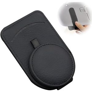 Zwarte magnetische lederen zonnebrilhouder voor in de auto met clip - Universele kaarthouder accessoire voor mannen en vrouwen