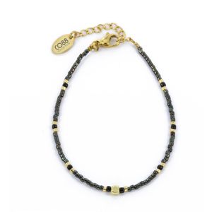 CO88 Collection 8CB-91156 Kralenarmband met Miyuki Kralen - Petrol - 16+3cm - Goudkleurig Slot