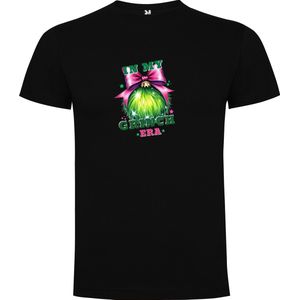 Zwart T-Shirt met “In my Grinch Era - Kerst“ Print Full Color Maat 3XL