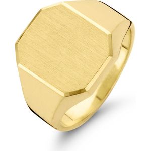 Fjory monogram ring goud-zilver, achtkant steenmaat klein