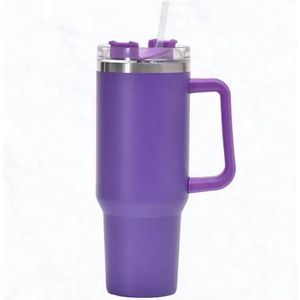 Drinkfles met handvat en rietje - Purple Rain - tumbler - drinkbeker - 1.2 liter - bekend van TikTok - thermosbeker - thermosfles - travel mug - influencer - cadeau