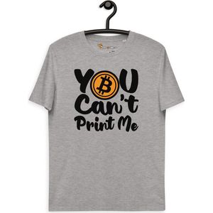 You Can`t Print Me Bitcoin T-shirt - Unisex - 100% Biologisch Katoen - Kleur Grijs - Maat L | Bitcoin cadeau| Crypto cadeau| Bitcoin T-shirt| Crypto T-shirt| Crypto Shirt| Bitcoin Shirt| Bitcoin Merch| Crypto Merch|Bitcoin Kleding