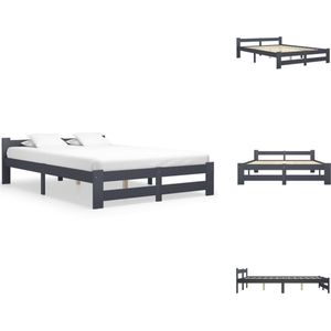 vidaXL Beddenframe - Grenenhout - Donkergrijs - 204x167x55 cm - Geschikt voor 160x200 cm matras - Montage vereist - Bed